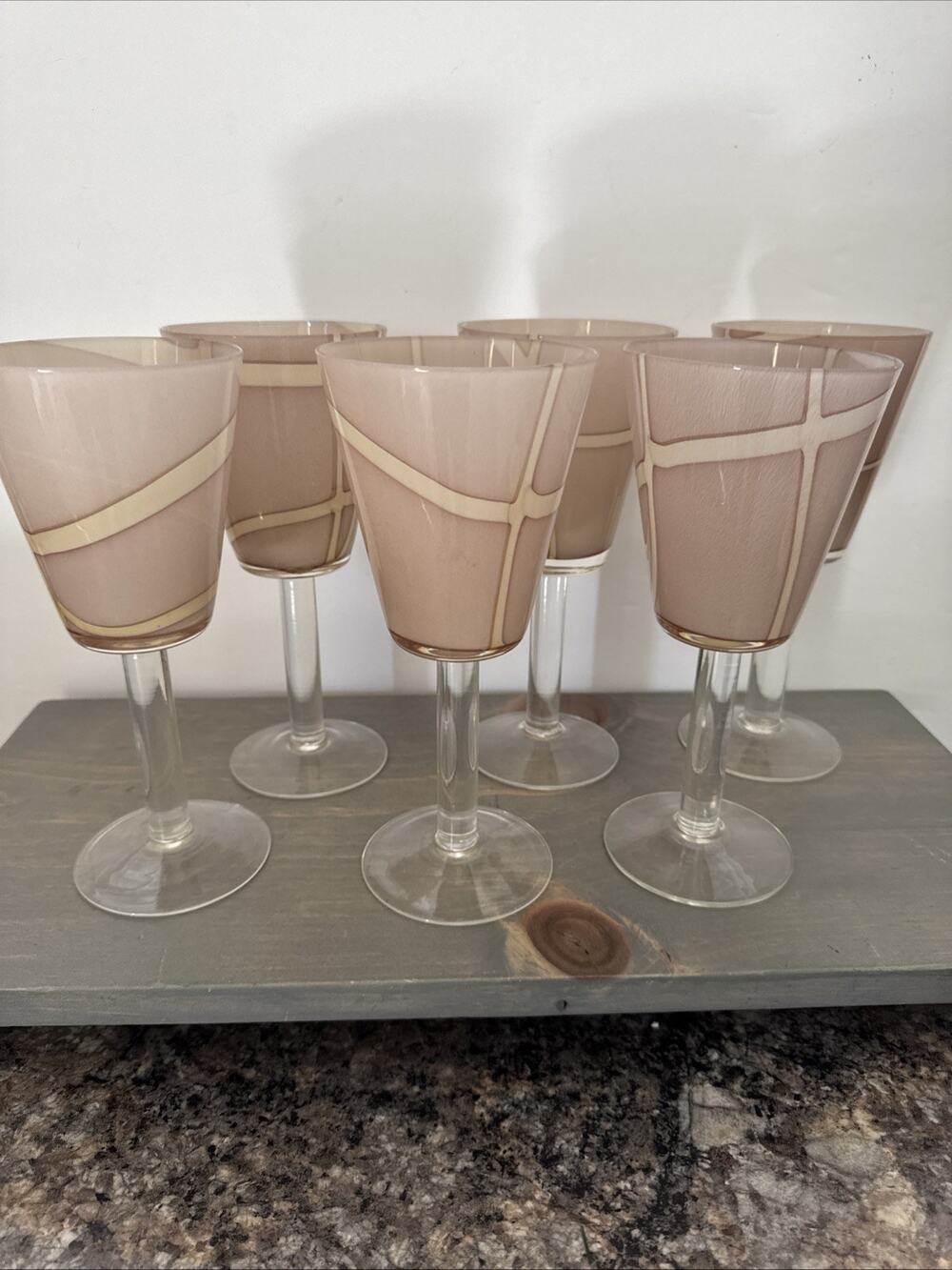 Gorgeous Pier 1 One Imports Italian Art Glass Wine Goblets Stem Handblown Modern
